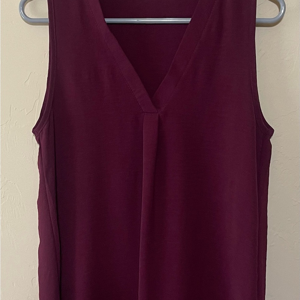 Entro MaroonSleeveless V Neck Top